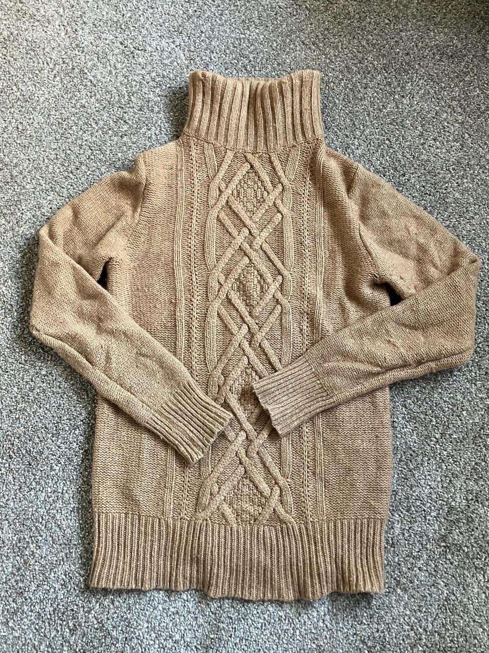 J. Crew Tan Cable knit Turtleneck Chunky Sweater Medium